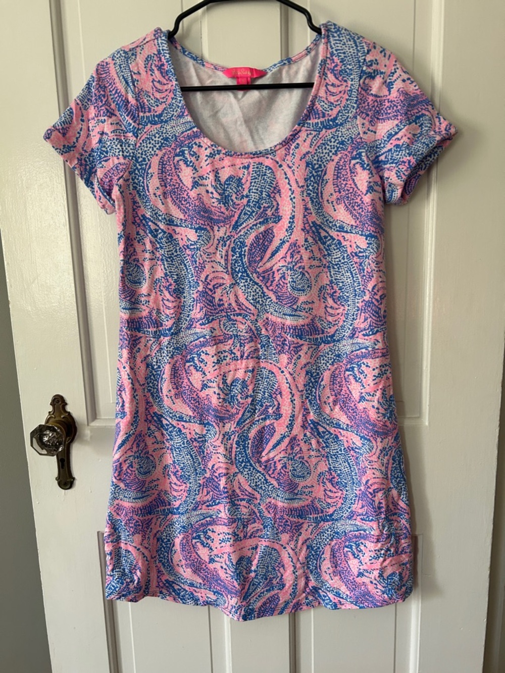 Lilly Pulitzer Pink & Blue Paisley Scoop-Neck Mini Dress